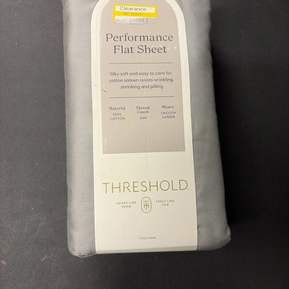 Full 400 Thread Count Performance Flat Sheet Gray - Threshold: Cotton 20535